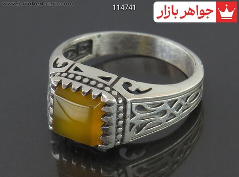 انگشتر نقره عقیق زرد مردانه [شرف الشمس] - 114741